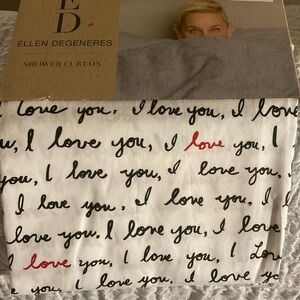 Ellen DeGeneres White and Black I L❤️VE YOU…Shower Curtain💌